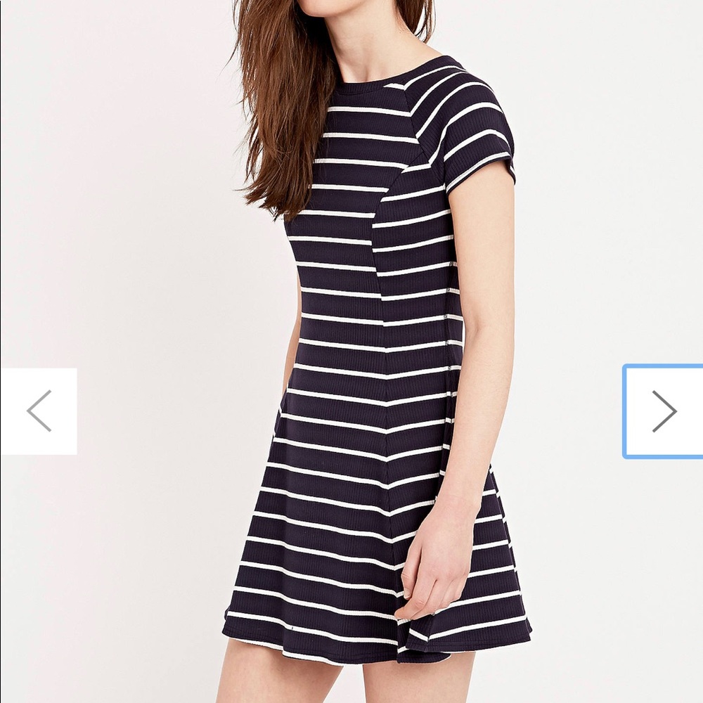 Navy and white striped mini dress lightly used